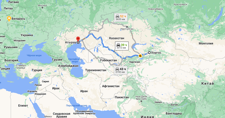 Грузоперевозки Хоргос - Атырау.  Грузоперевозки из Китая