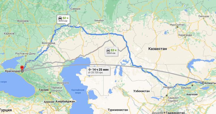 Грузоперевозки Алматы - Краснодар.  Грузоперевозки из Казахстана