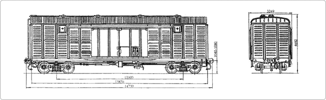 4-осный крытый цельнометаллический вагон, с уменьшенными дверными проемами Модель 11-217