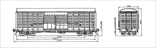 Крытый вагон модель 11-259 4-осный крытый вагон для бумаги модель