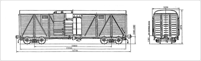 4-осный крытый вагон для скота модель 11-261